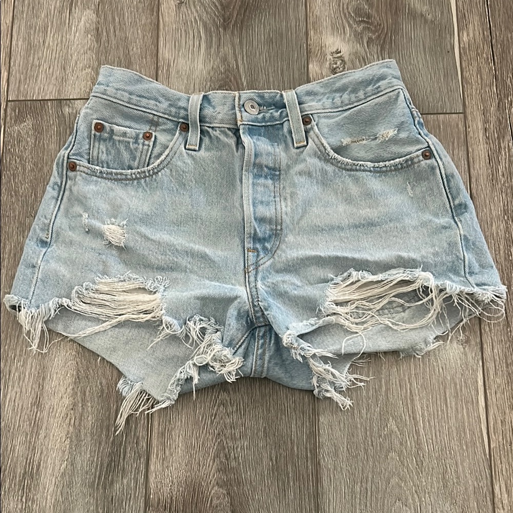 Levi's 501 Blue Vintage Distressed Jean Shorts